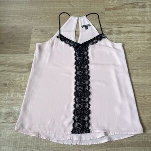 Express Pale Pink Halter Cami with Black Lace Panel